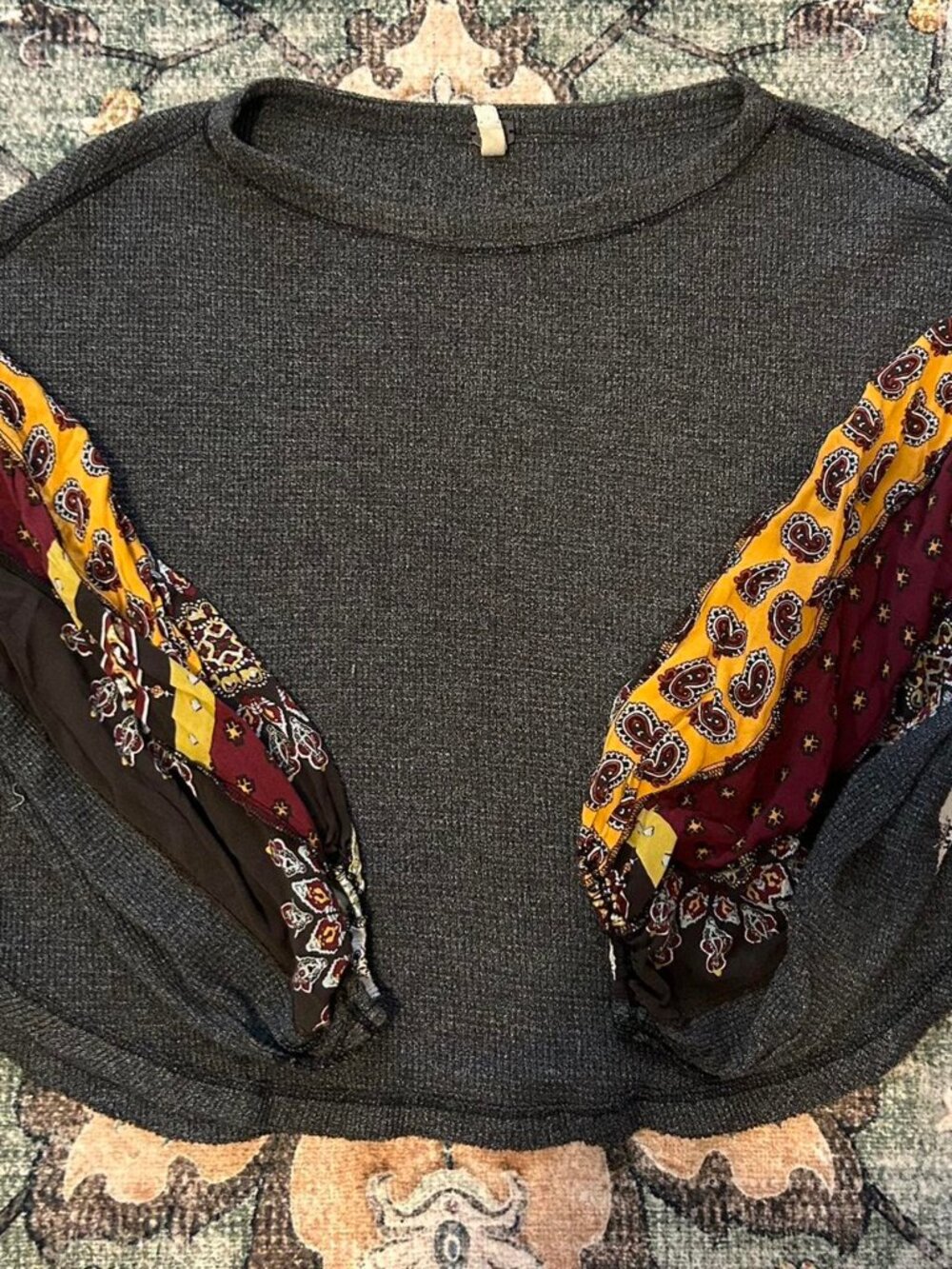 Free People Patchwork Sweater S Multi